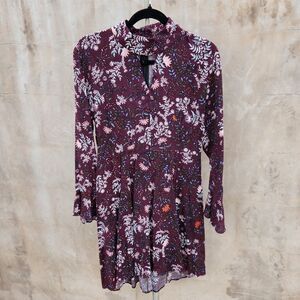 Two arrows dark floral keyhole bell sleeve dress